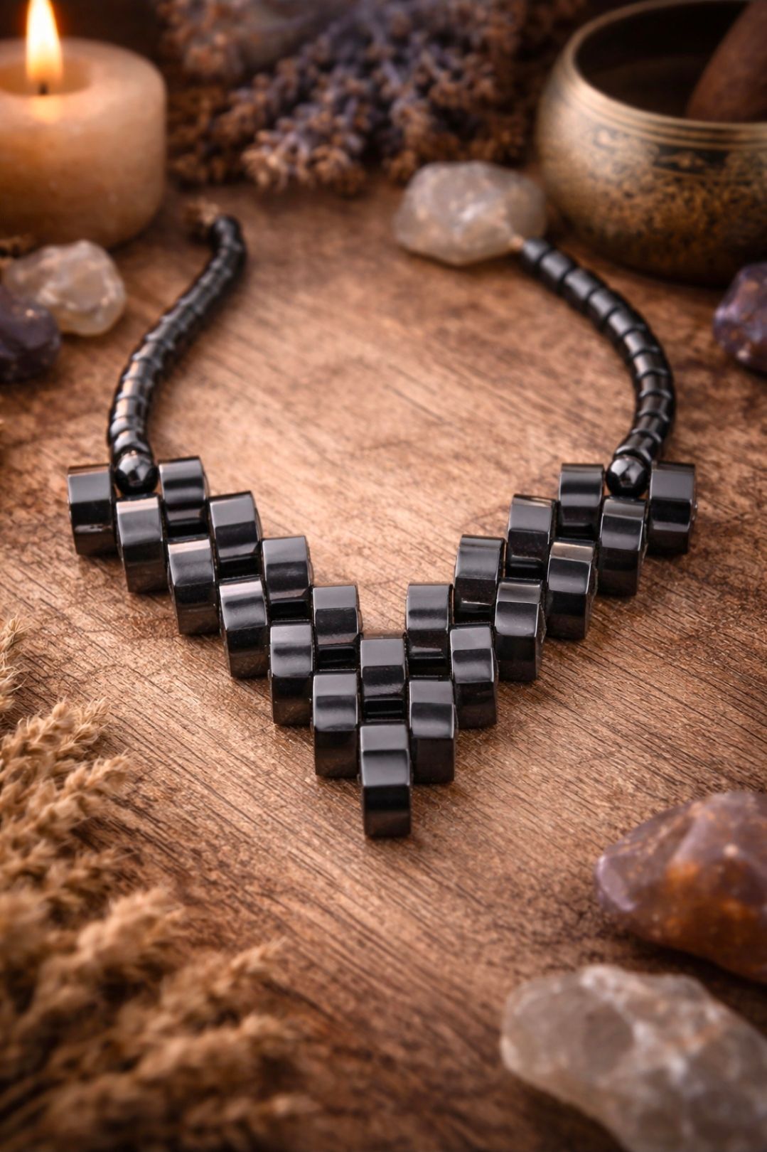 Mooie Ketting Hematiet - Halve Maan