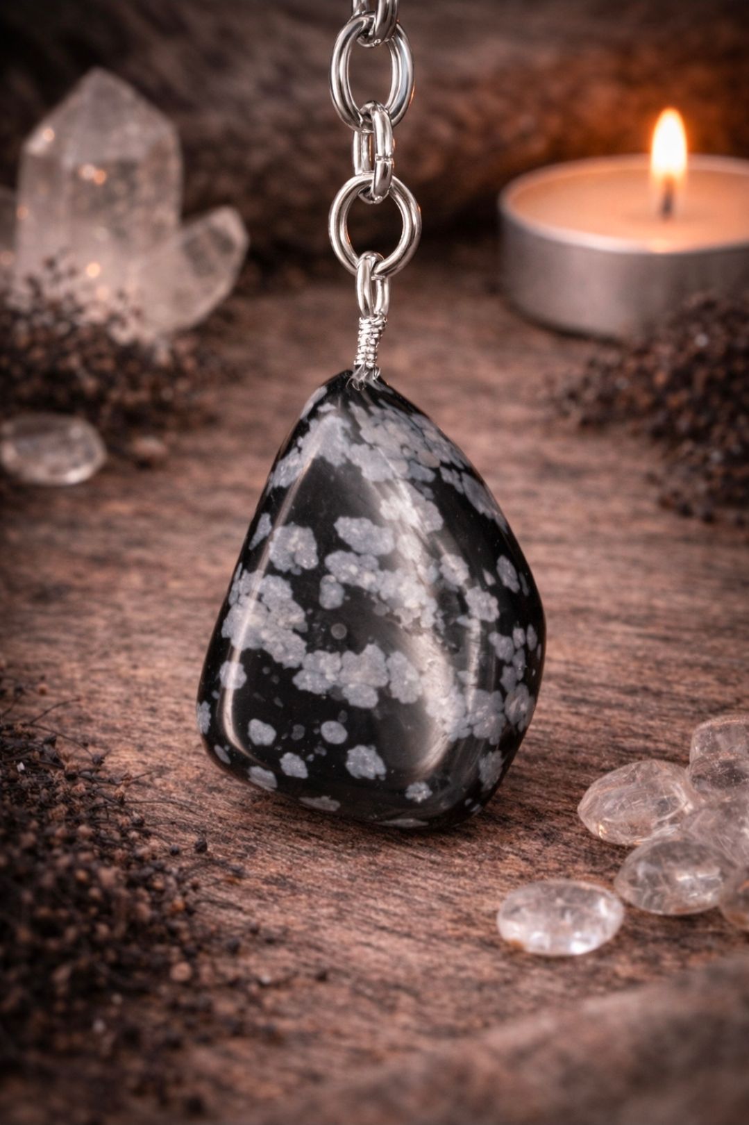 Obsidiaan Sneeuwvlok Sleutelhanger