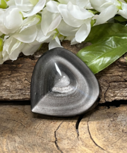 Obsidiaan Zilver - Hart / 6 cm