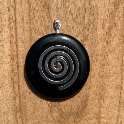 Obsidiaan Donut hanger - Spiraal / 4 cm