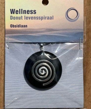 Obsidiaan Donut hanger - Spiraal / 4 cm