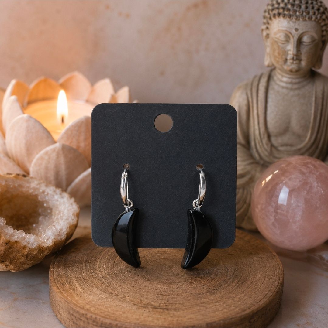 Onyx Moon Earrings