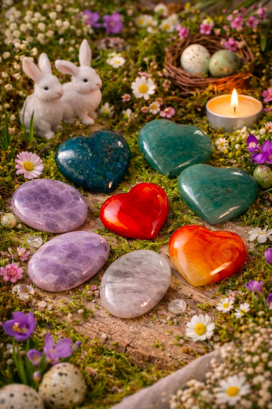 OSTARA/ Lente Edelstenen Set met Aventurijn, Mos Agaat, Carneool & Amethist