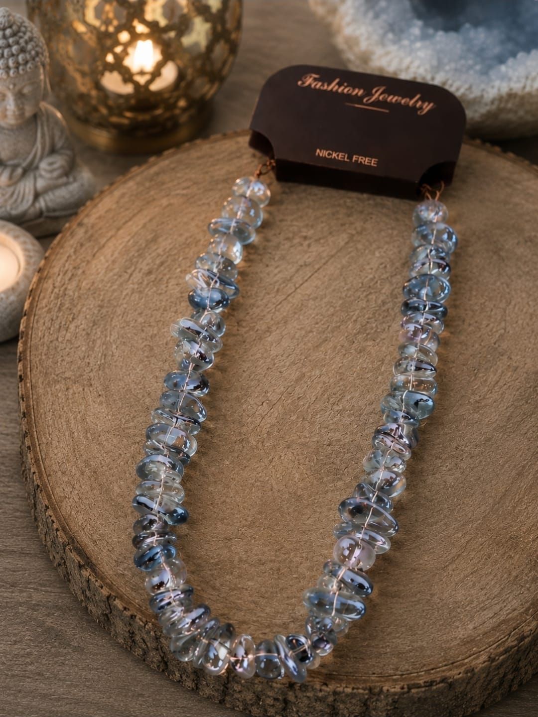 Beautiful Aqua Aura Necklace - Finished with liquid gold
