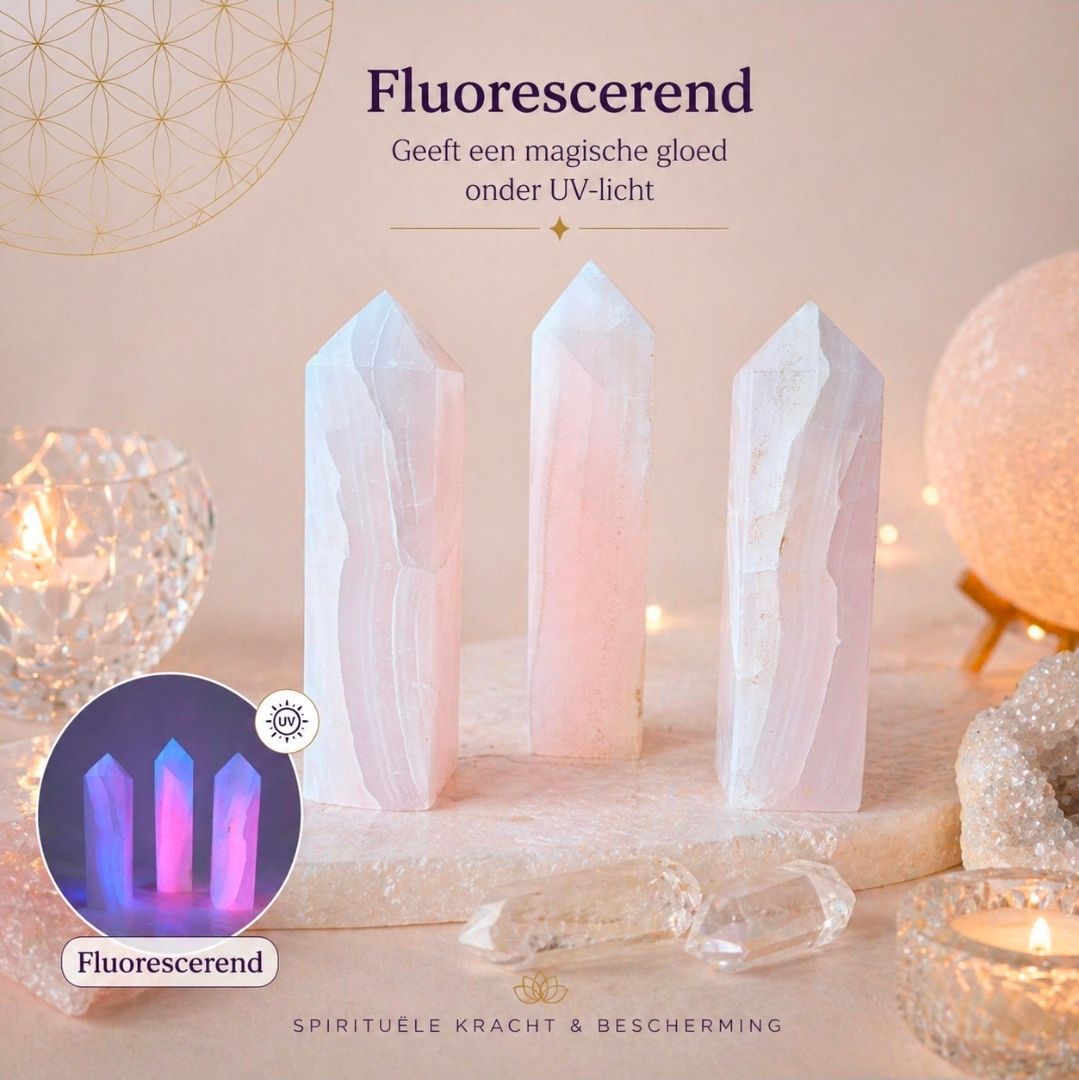 Pink Calcite Tower / 300-500 g - Fluorescent (MG)