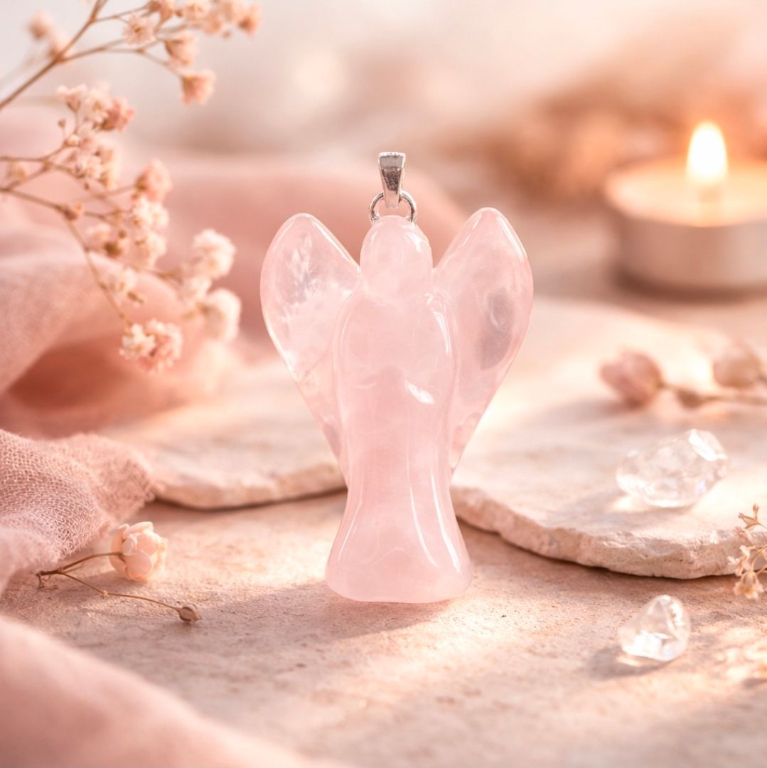 Rozekwarts Engel Hanger / 2 cm