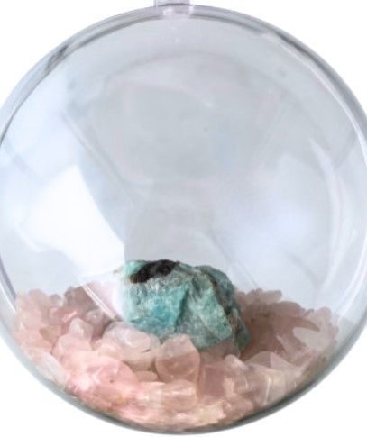 Kerstbal Rozekwarts met Amazoniet