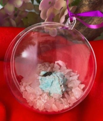 Kerstbal Rozekwarts met Amazoniet