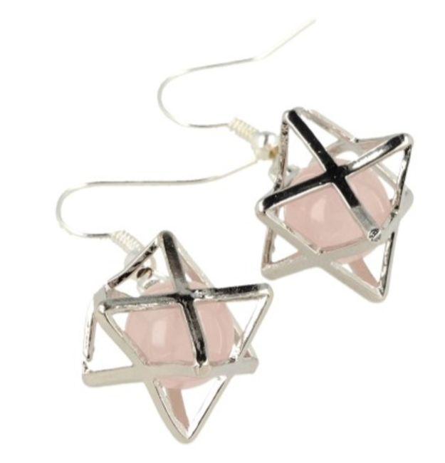 Rozekwarts oorbellen