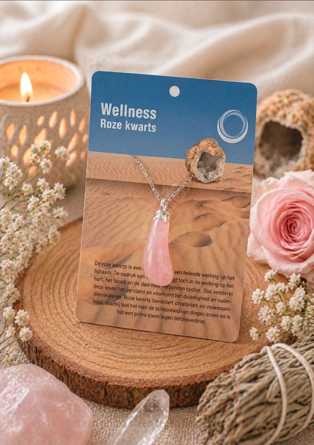 Rose Quartz Health Pendant   Necklace