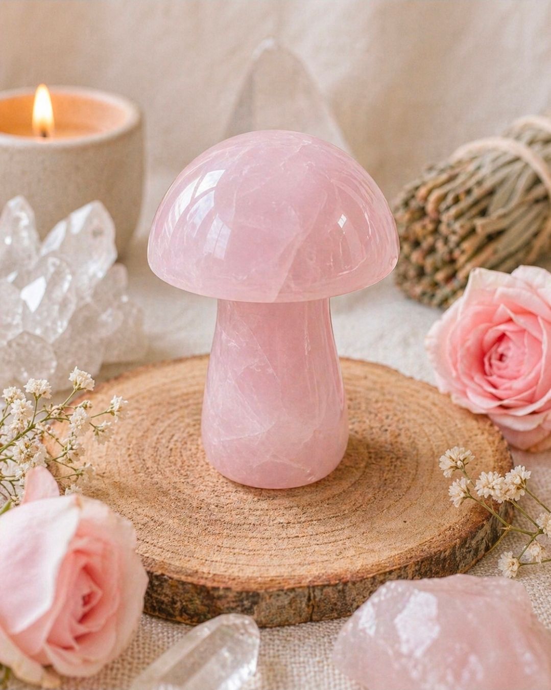Rose Quartz Massage Mushroom - 5cm