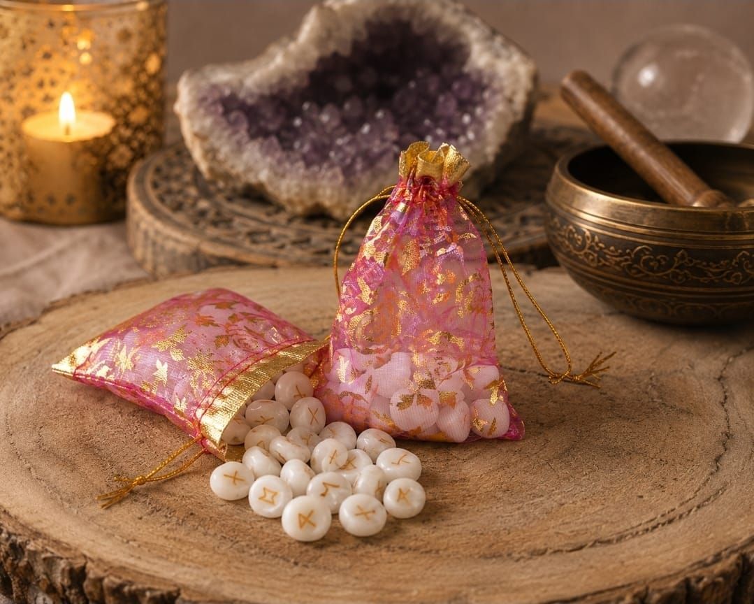 Runestone set White Agate
