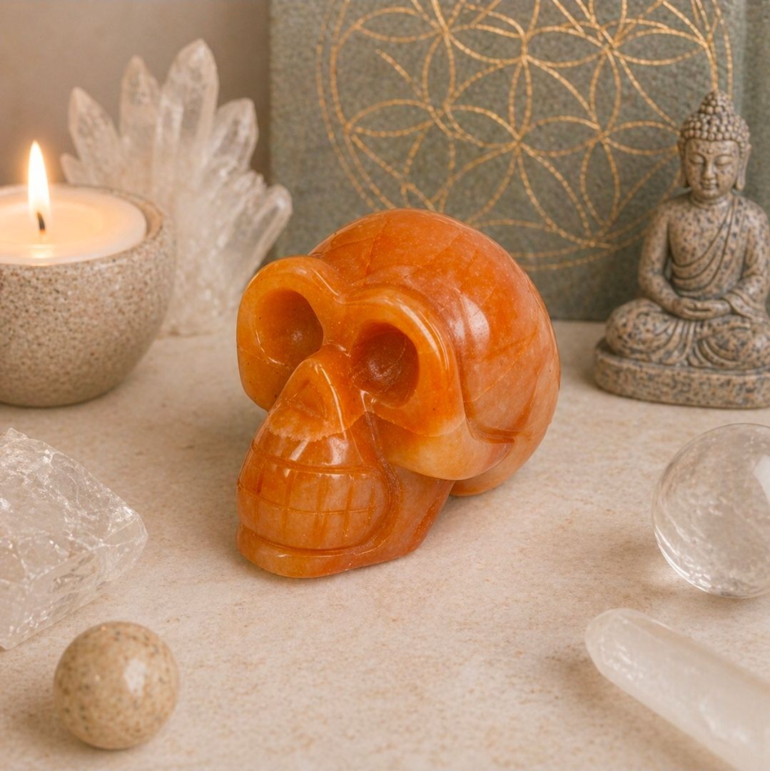 Skull Aventurine Orange