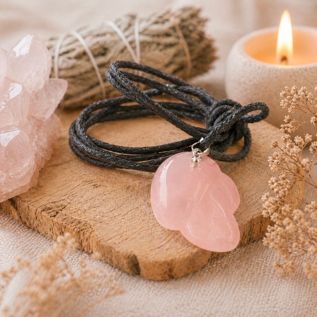 Schedel Hanger Rozenkwarts met waskoord