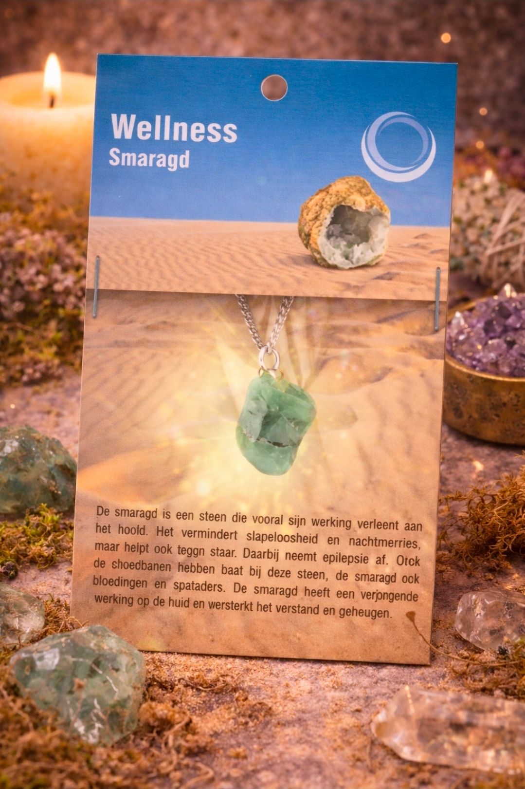 Smaragd Gezondheidshanger + Ketting