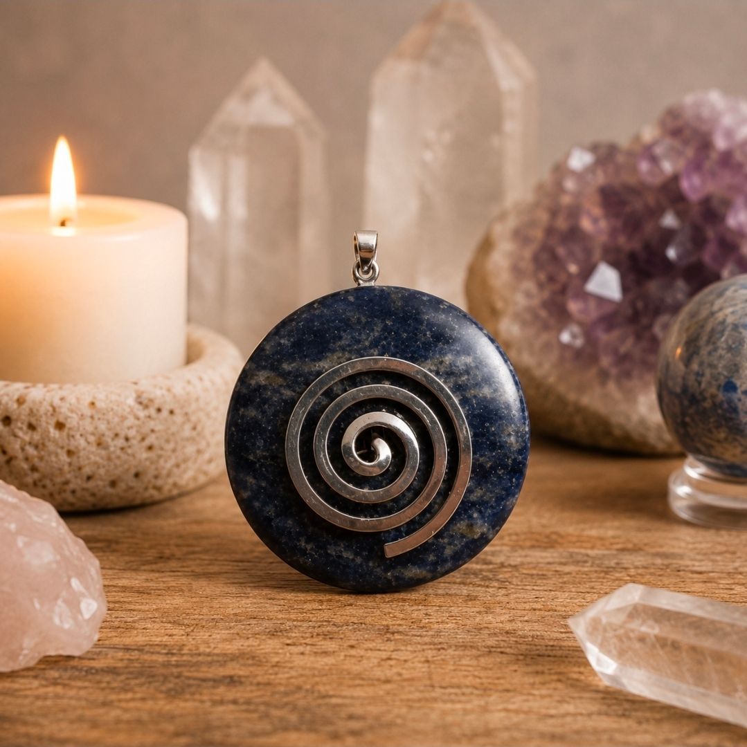 Sodalite Donut pendant - Spiral / 4 cm