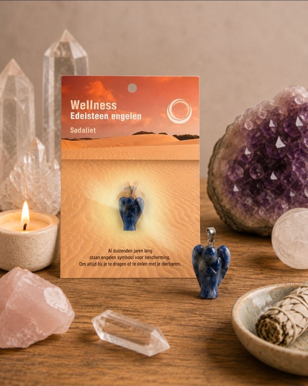 Sodalite Angel Pendant / 2 cm