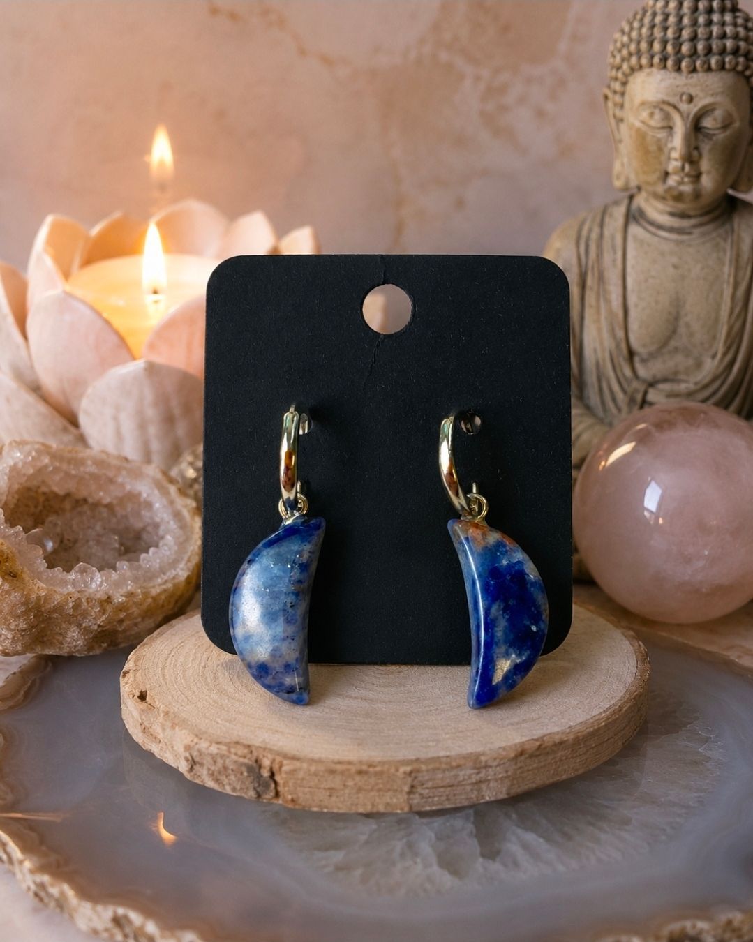 Sodalite Moon Earrings