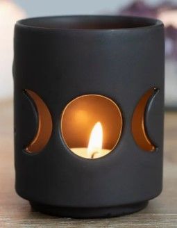 Zwarte Oliebrander / Wax verwarmer Triple Moon