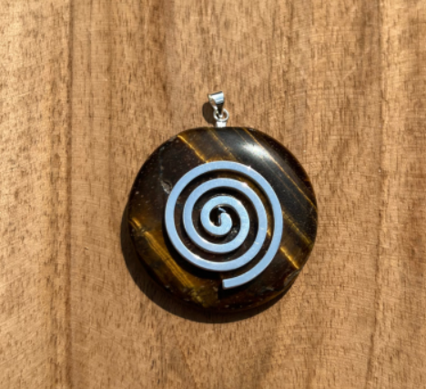 Tijgeroog Donut hanger - Spiraal / 4 cm