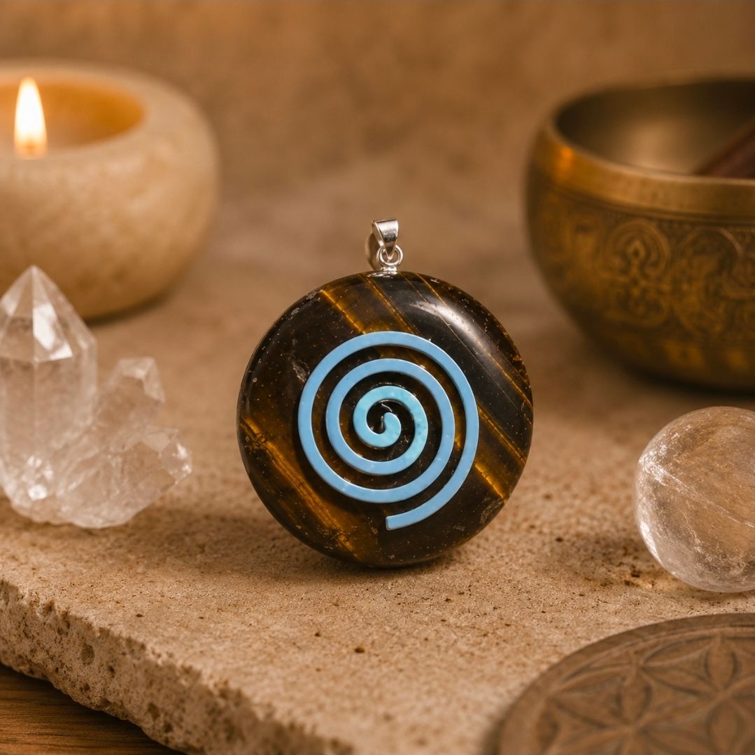 Tiger Eye Donut Pendant - Spiral / 4 cm