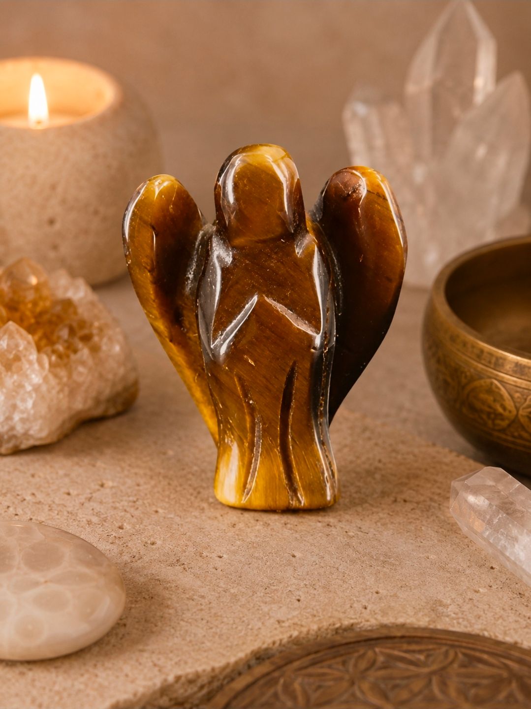 Tiger Eye Angel Pendant / 2 cm