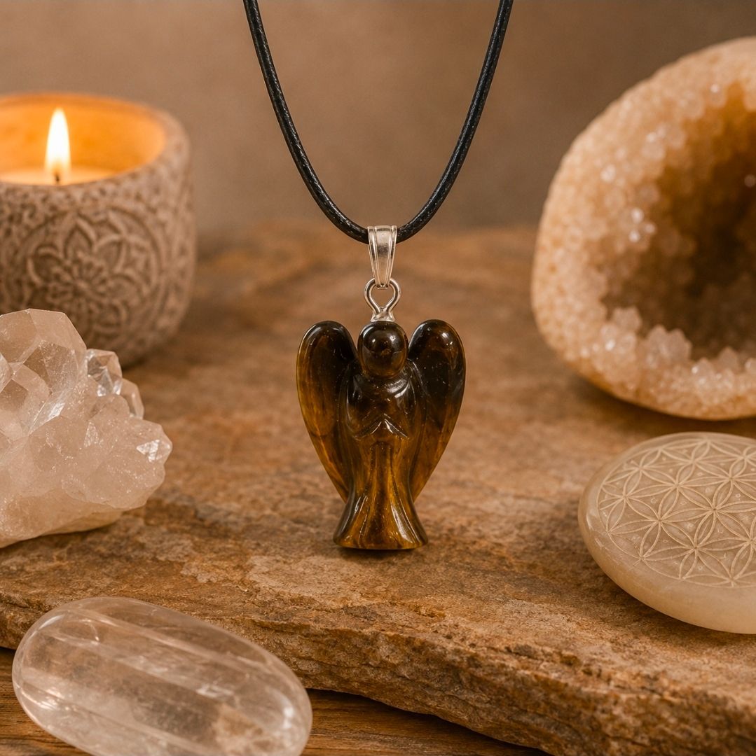 Tiger Eye Angel Pendant - 2 cm
