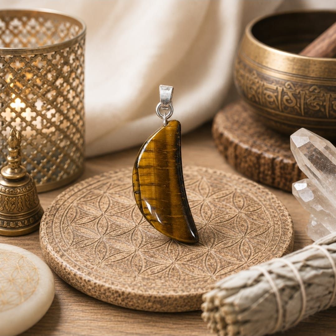 Tiger's Eye Moon Pendant