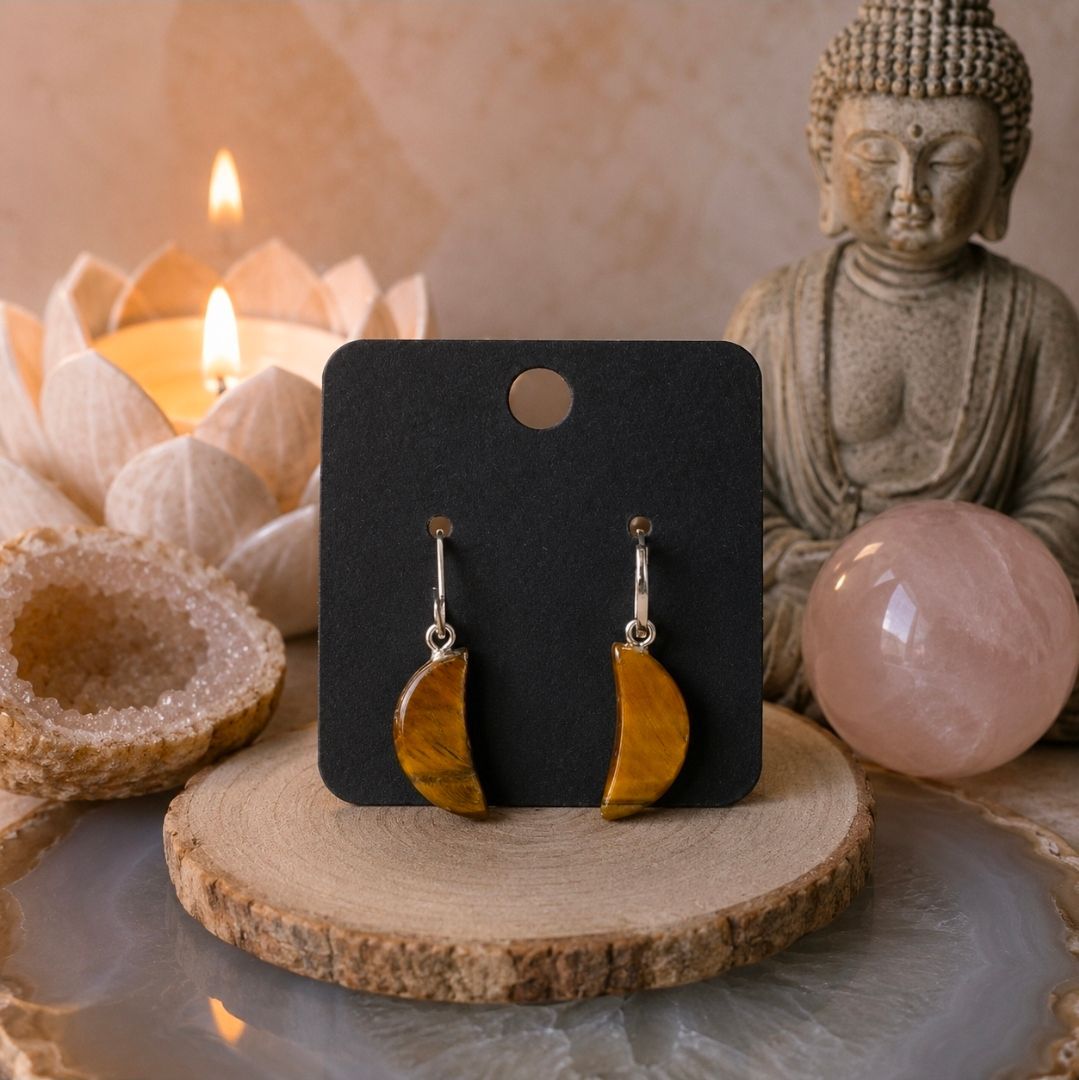 Tiger Eye Moon Earrings