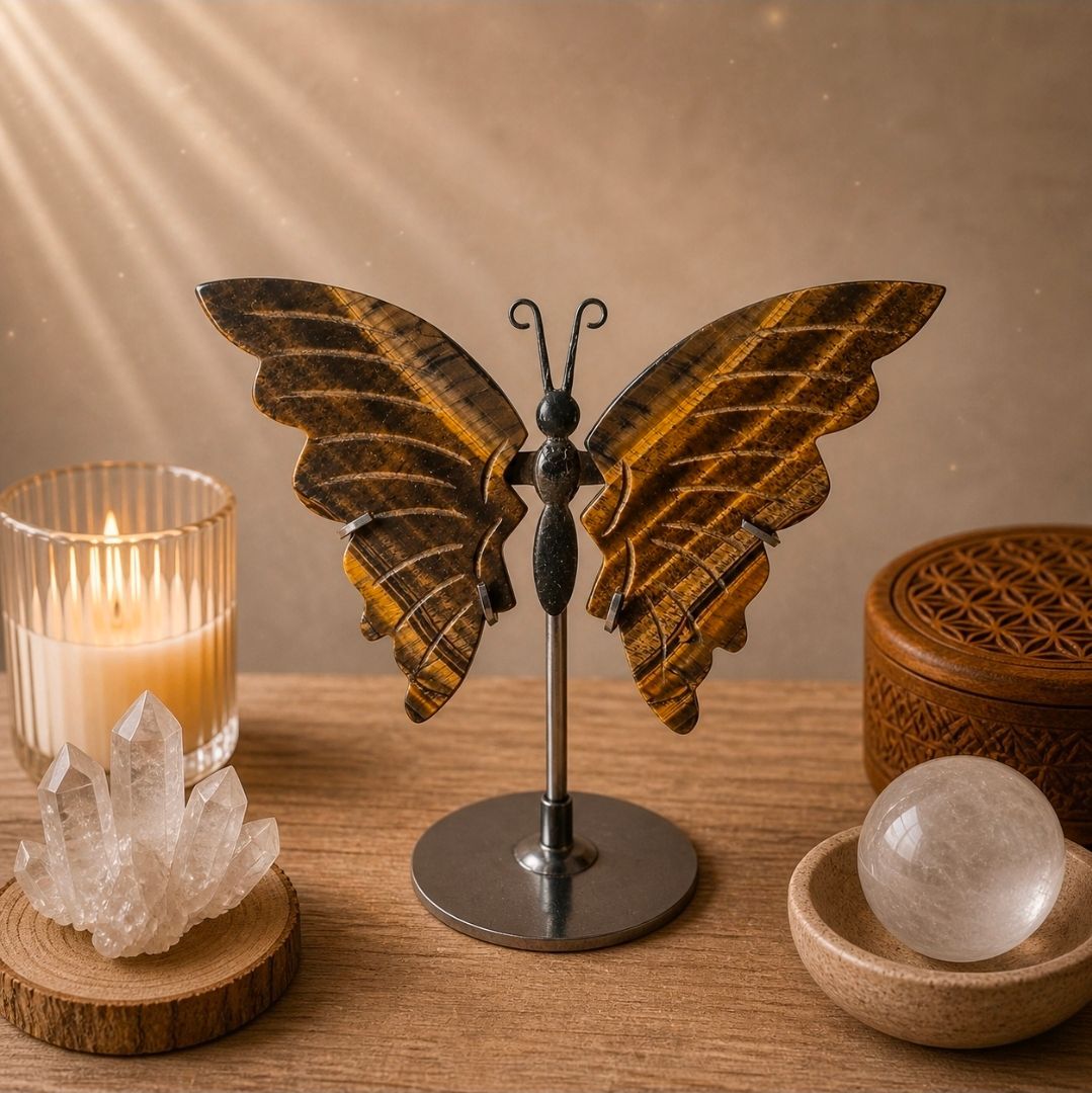 Tiger's Eye Butterfly on Stand - 12-14 cm (MG)