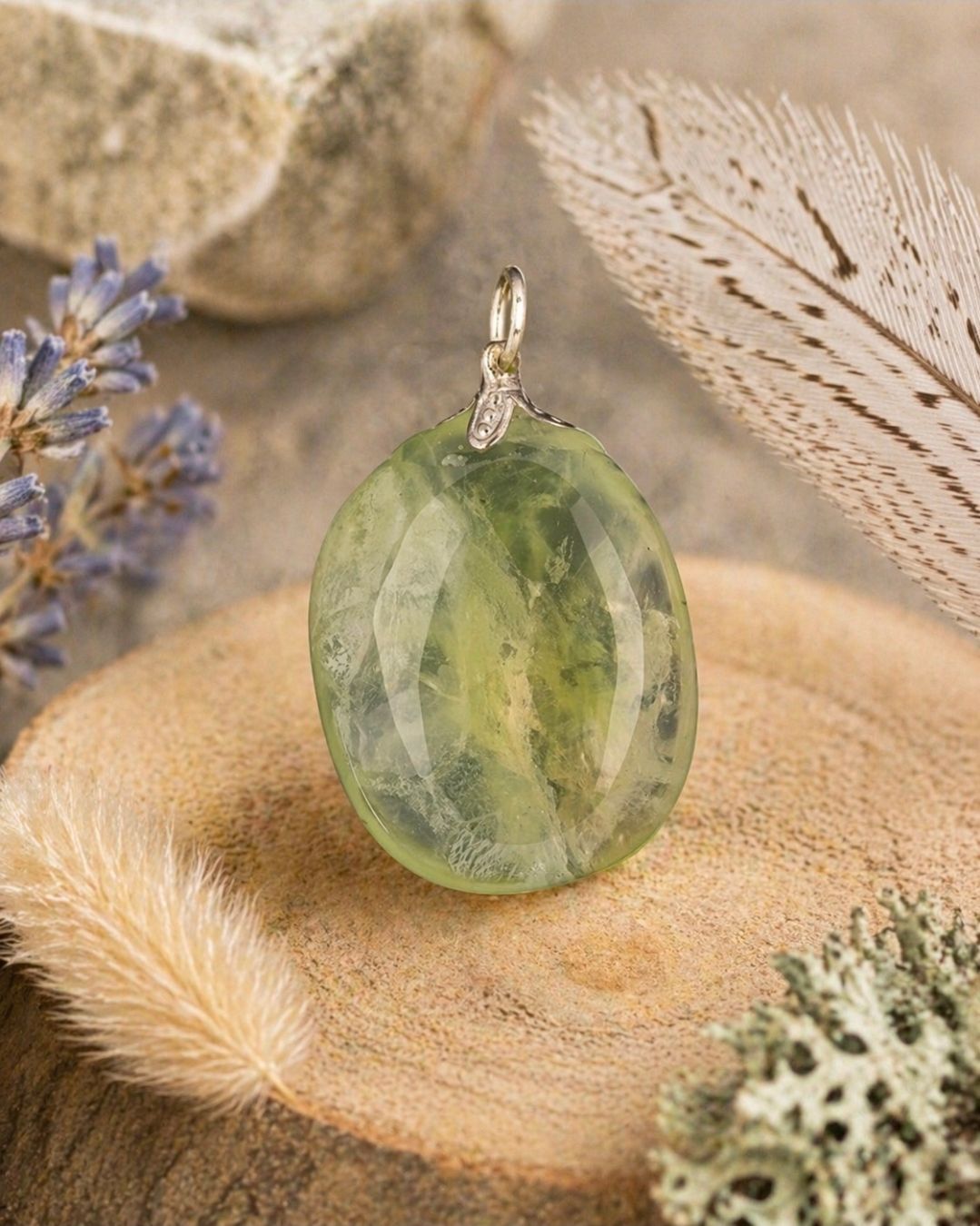 Tourmaline Prehnite Gemstone Pendant