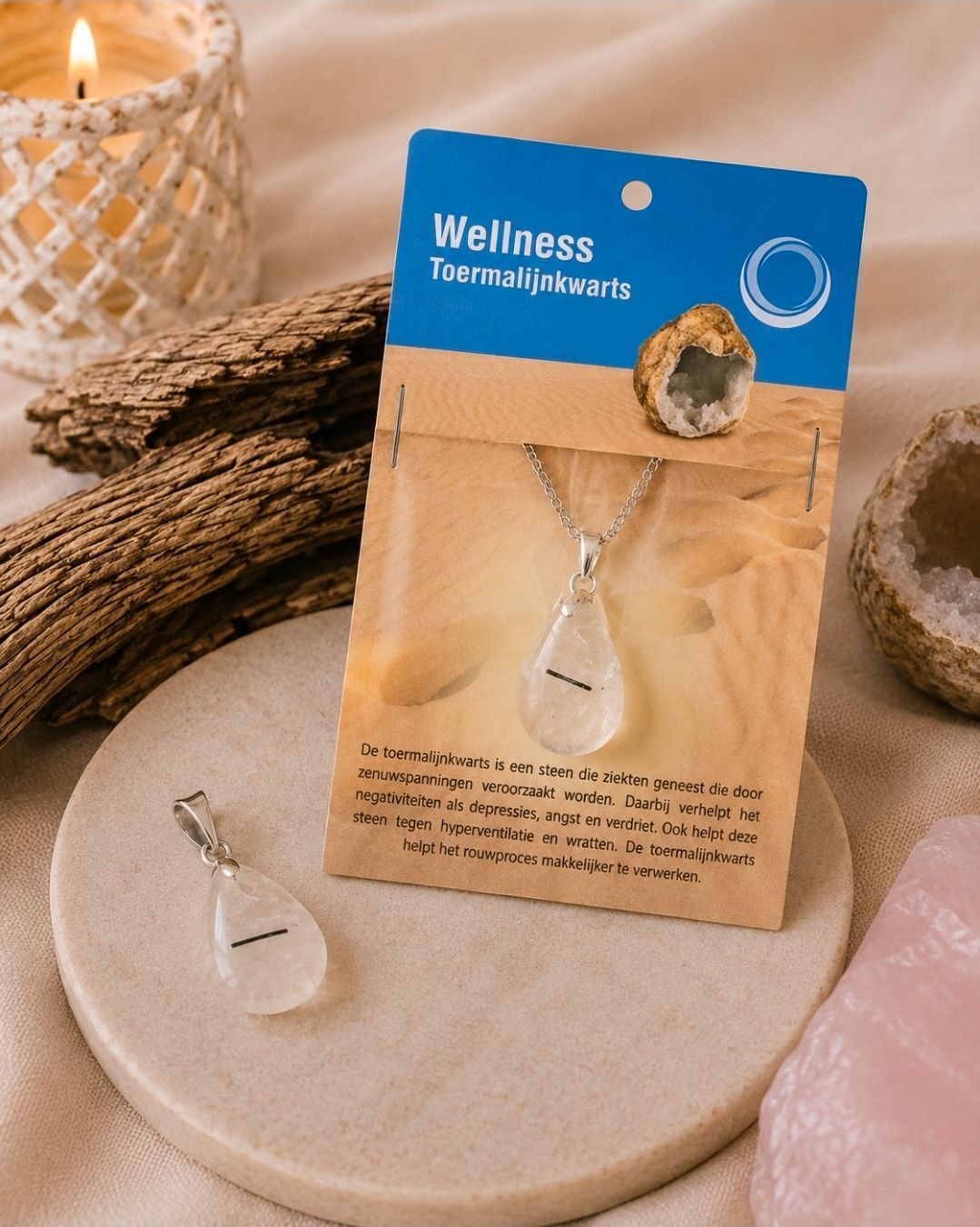 Tourmaline Quartz Health Pendant   Necklace