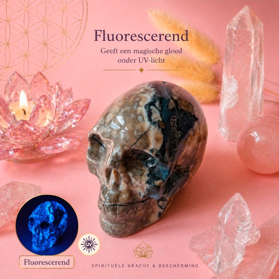 Volcano Agate Skull XL - Fluorescent (MG)