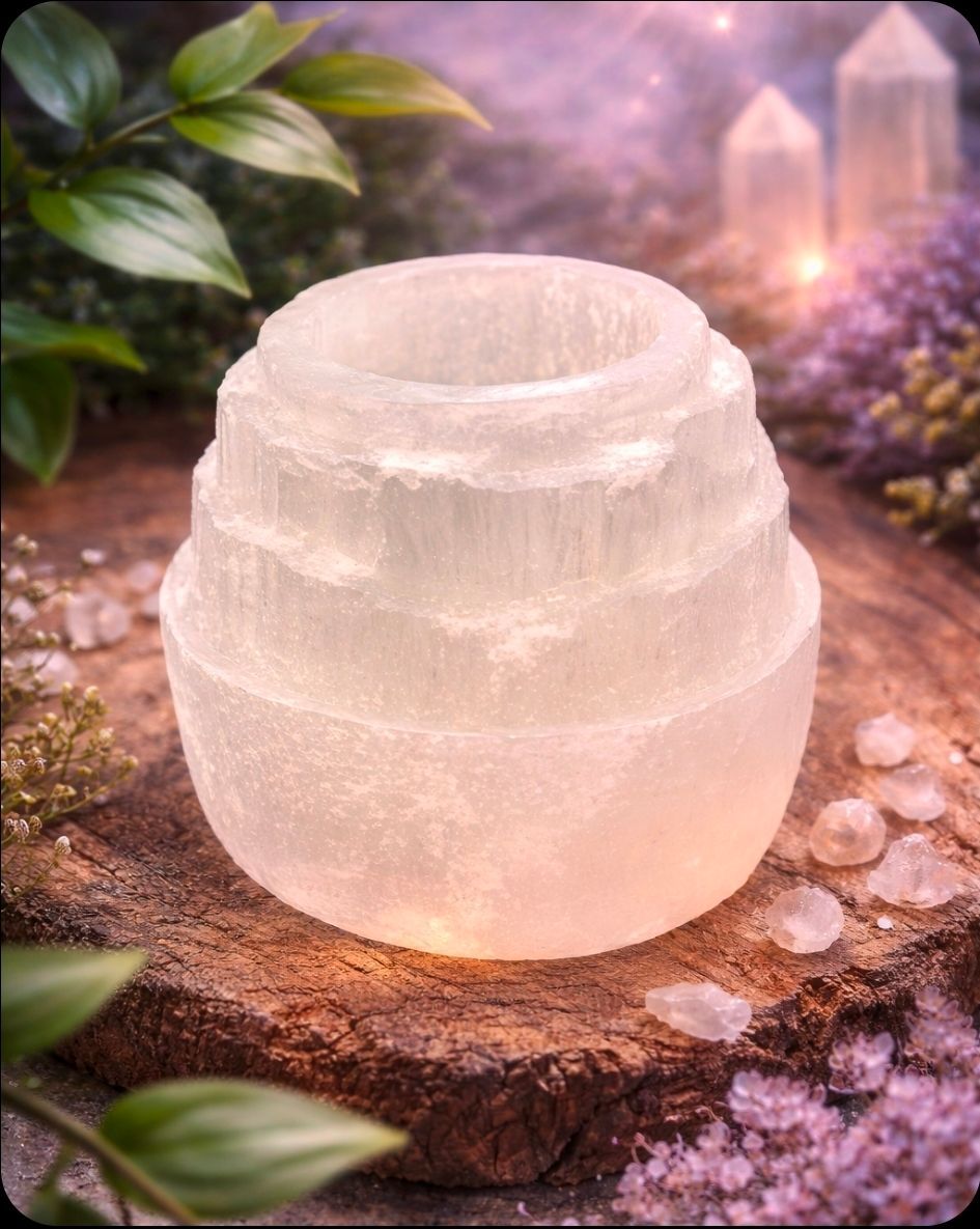 Waxinelichthouder Seleniet - IJsberg / Wit