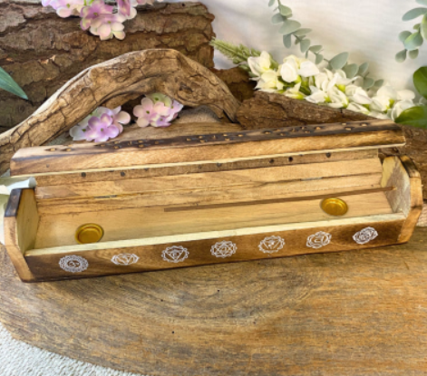 Wierook brander Mango hout - Chakra symbolen