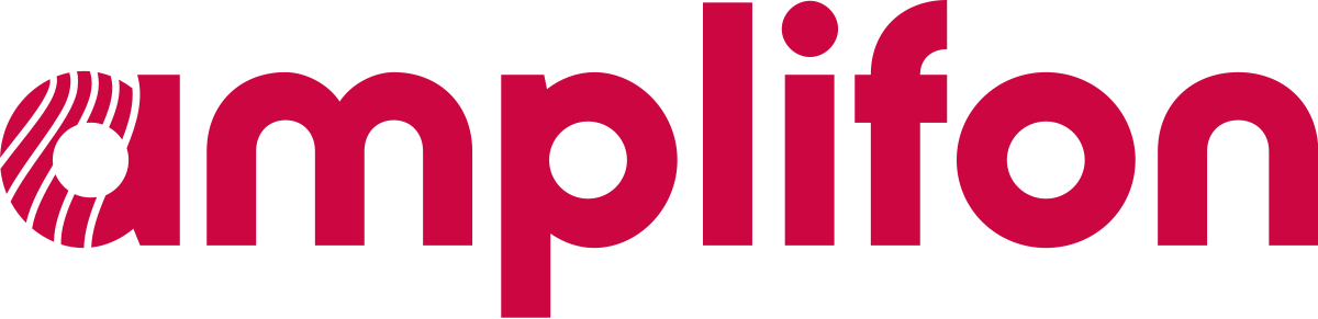 A red logo for amplifon on a white background