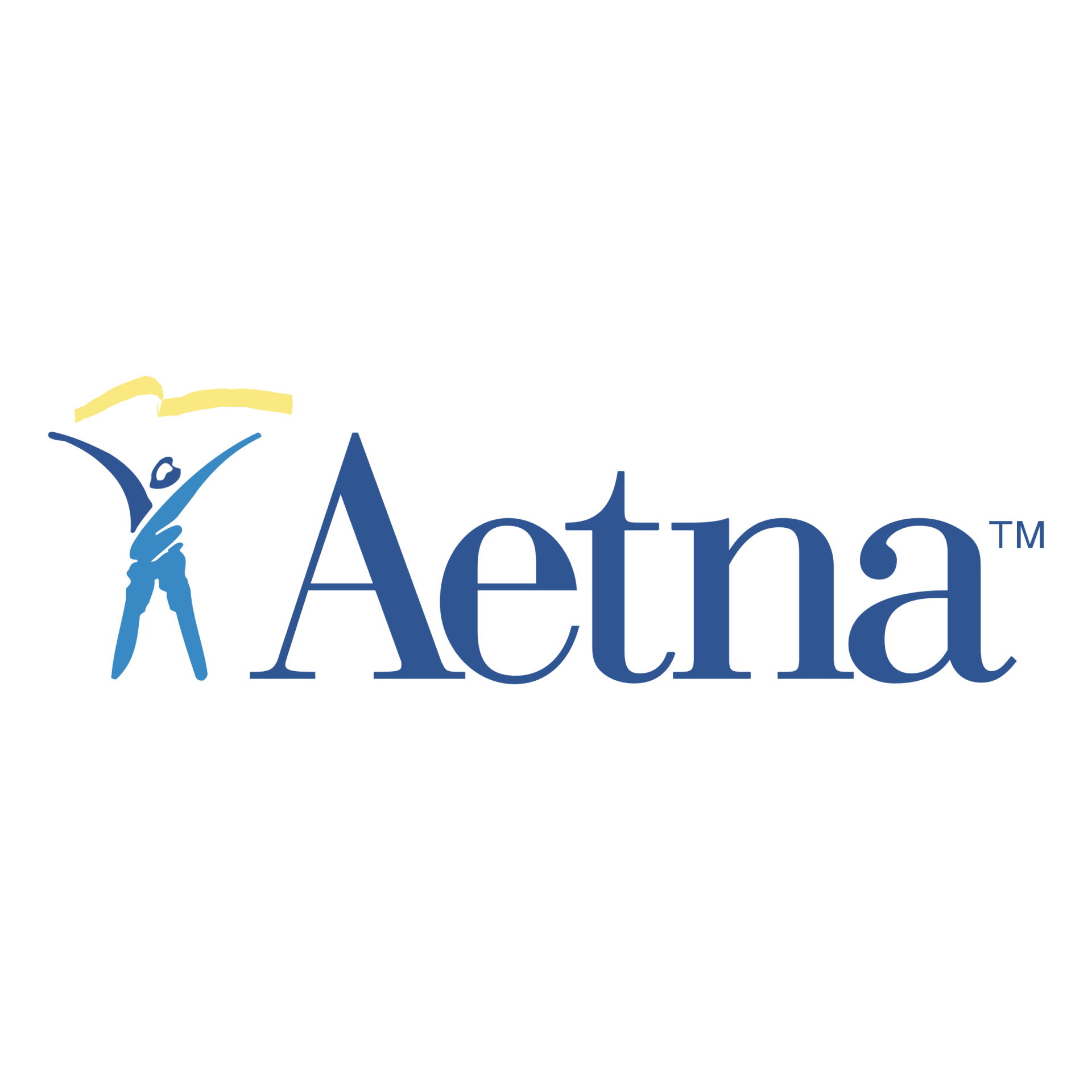 The logo for aetna is blue and yellow
