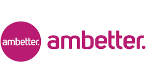 A pink and white logo for ambetter.