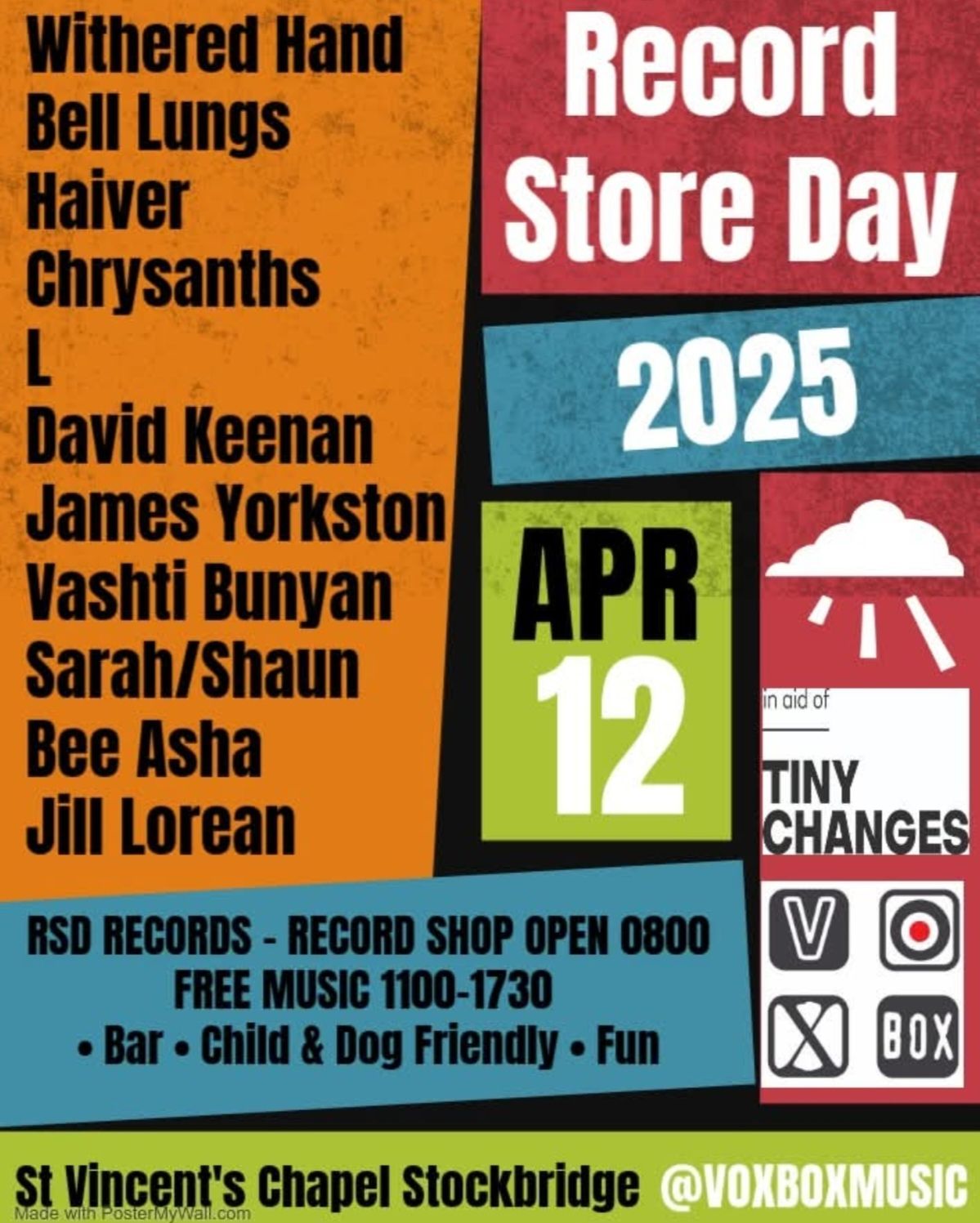 Voxbox - Withered Hand, Bell Lungs, Haiver, Chrysanths, L, David Keenan, James Yorkston, Vashti Bunyan, Sarah/Shaun, Bee Asha, Jill Lorean
