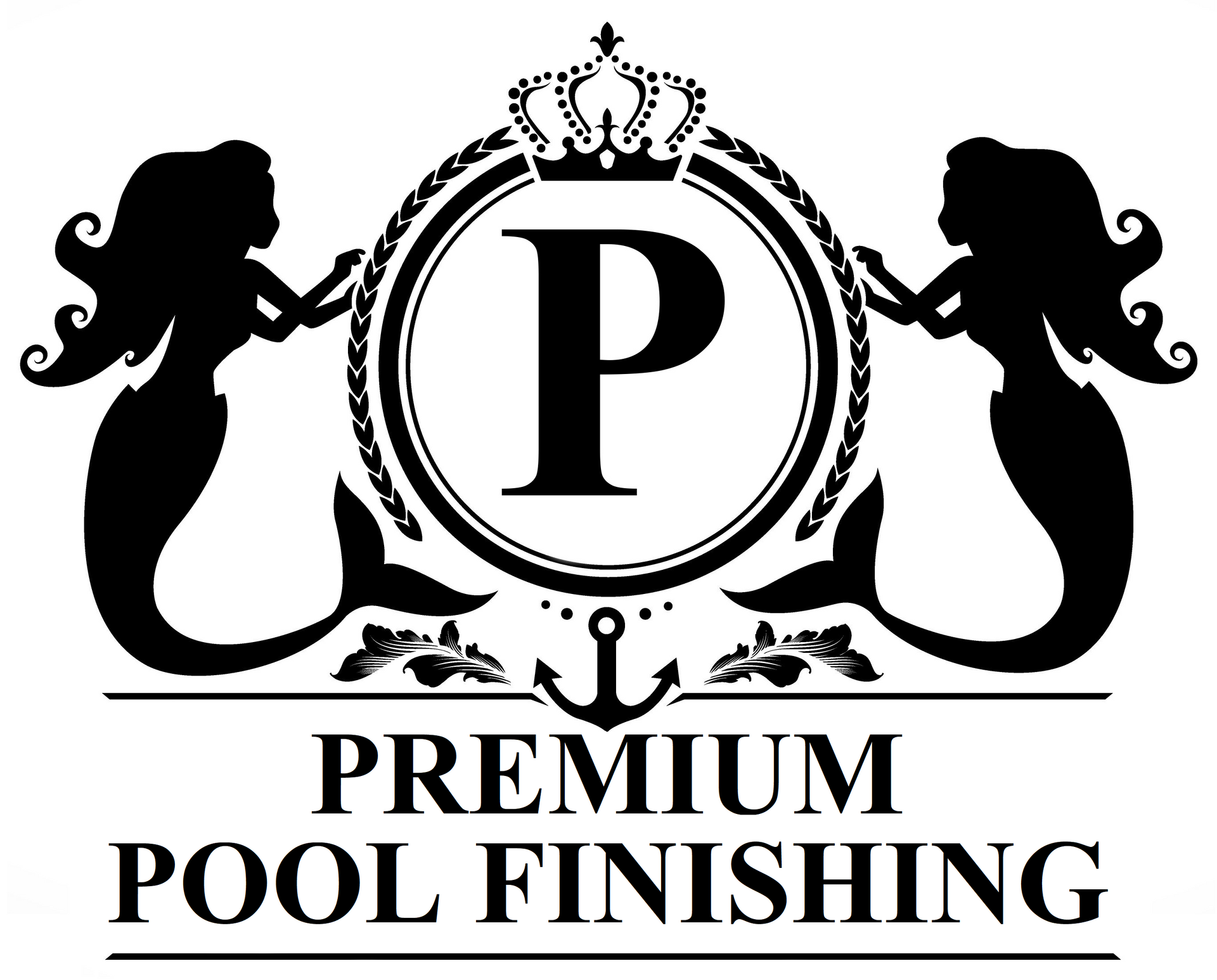 Blue wave graphic with a gray pool ladder.