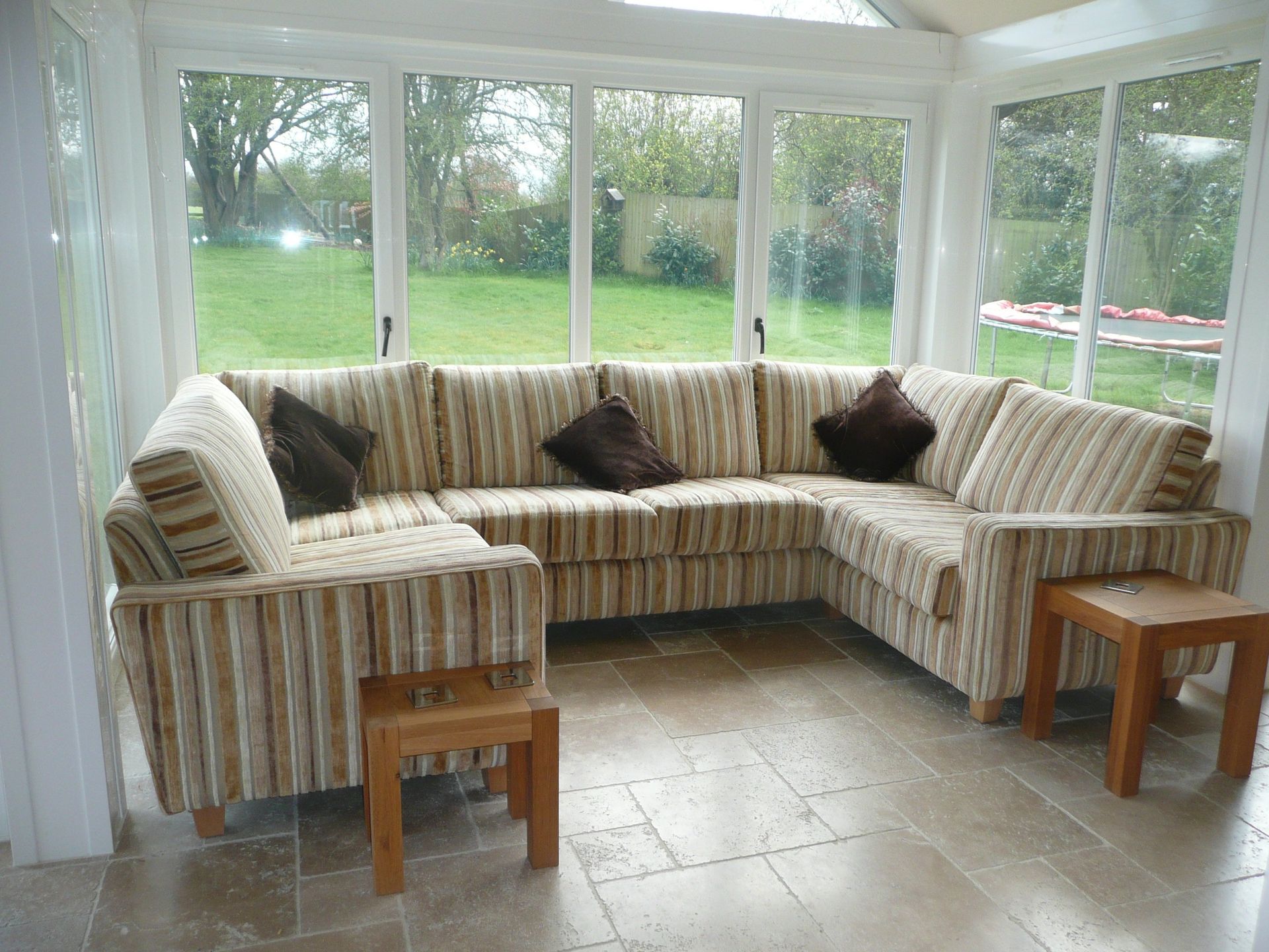 corner sofa in conservatory