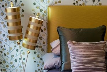 headboards and 70s style table lamps