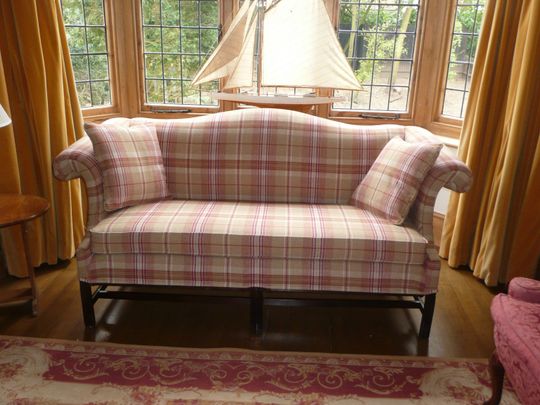 sofa upholstered in modern retro tartan 
