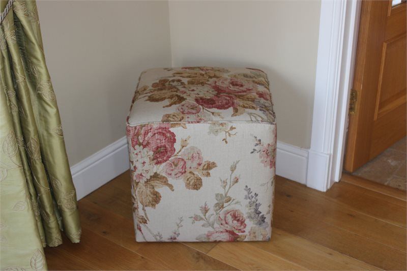 floral upholstered mini ottoman