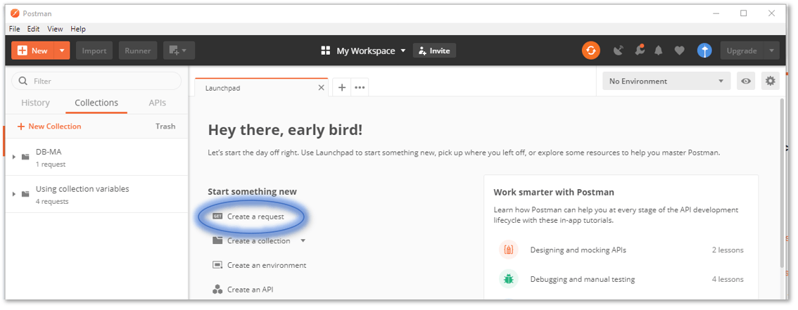 Create new request in Postman