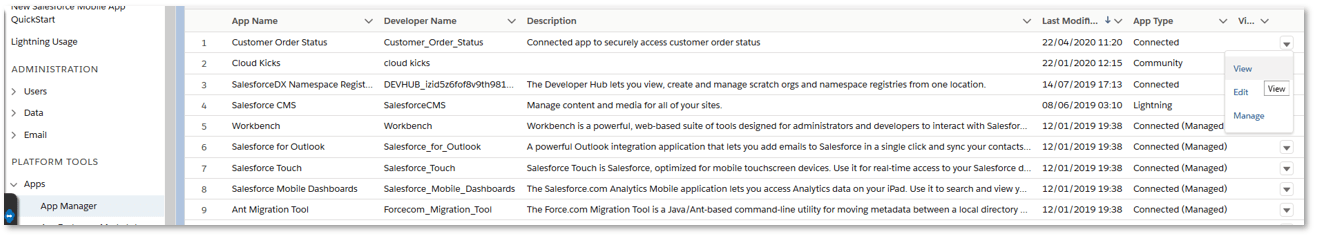 Salesforce Setup App Manager