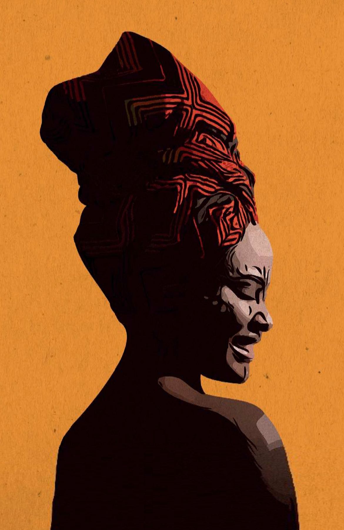 An African woman with a headress.