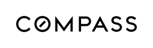 The word compass is written in black on a white background.