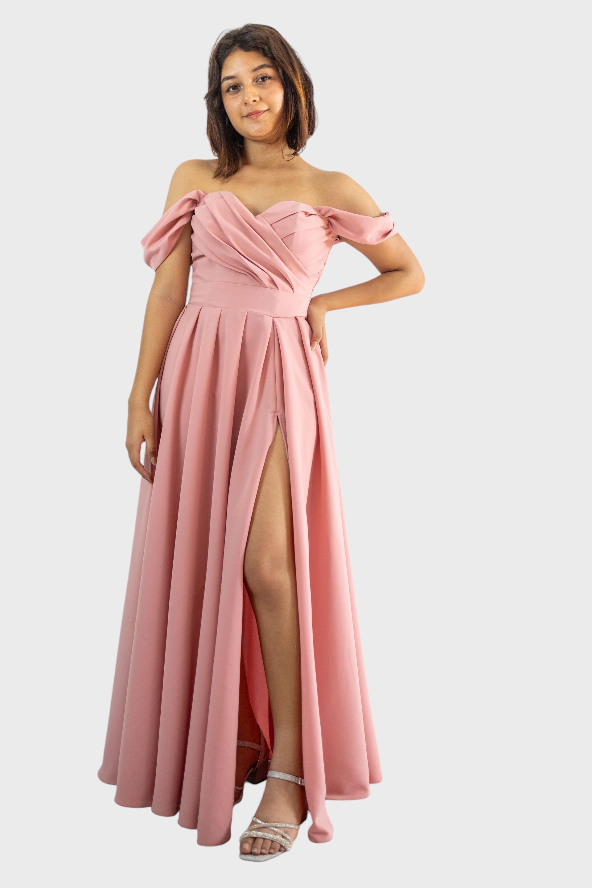 vestido de graduación color rosa vieja