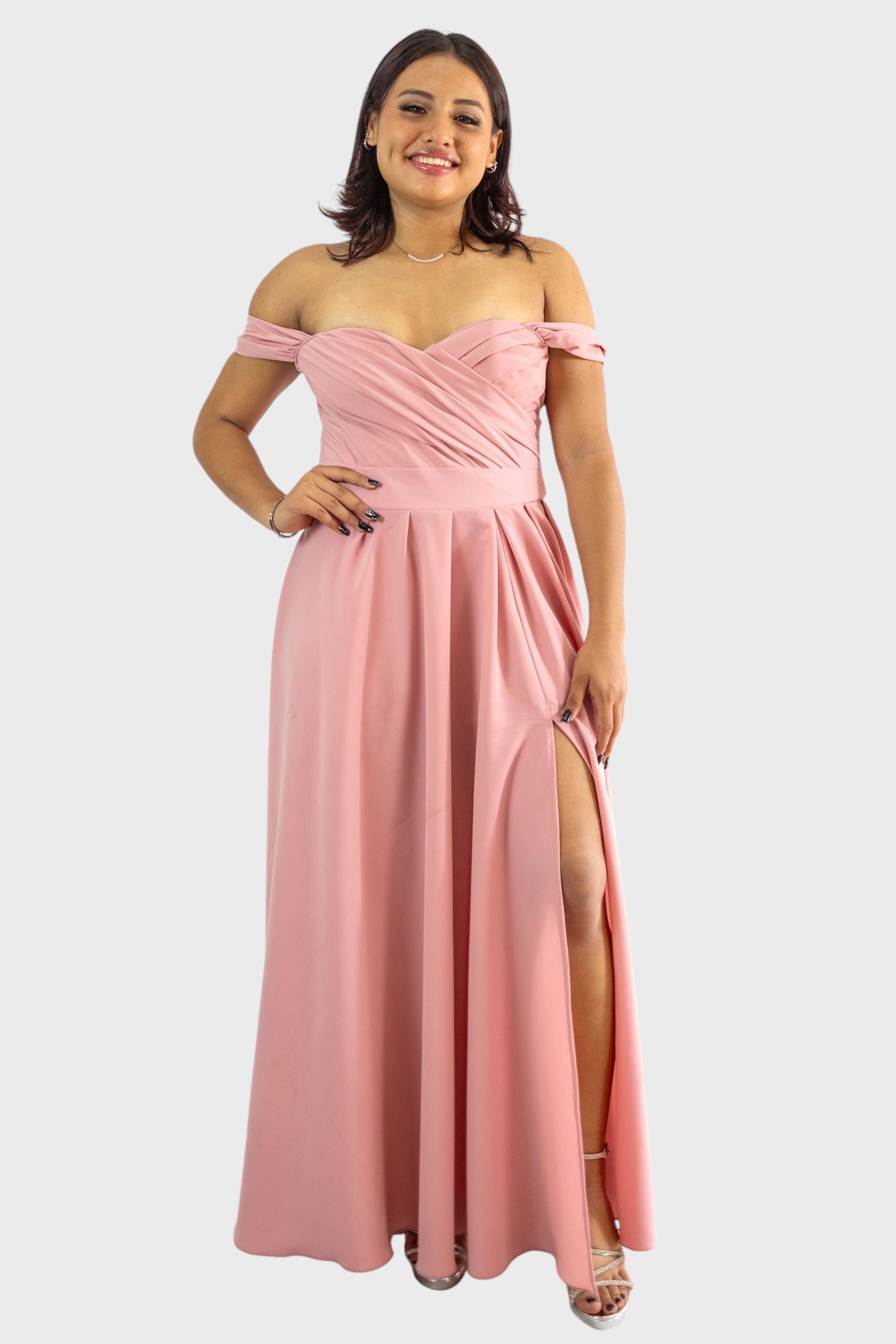 vestido de graduación color rosa vieja